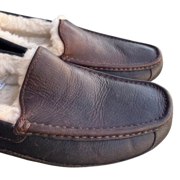 UGG Mens Shearling Lined Leather Slippers Size 9 UK 8 EU 42 - Picture 4 of 13
